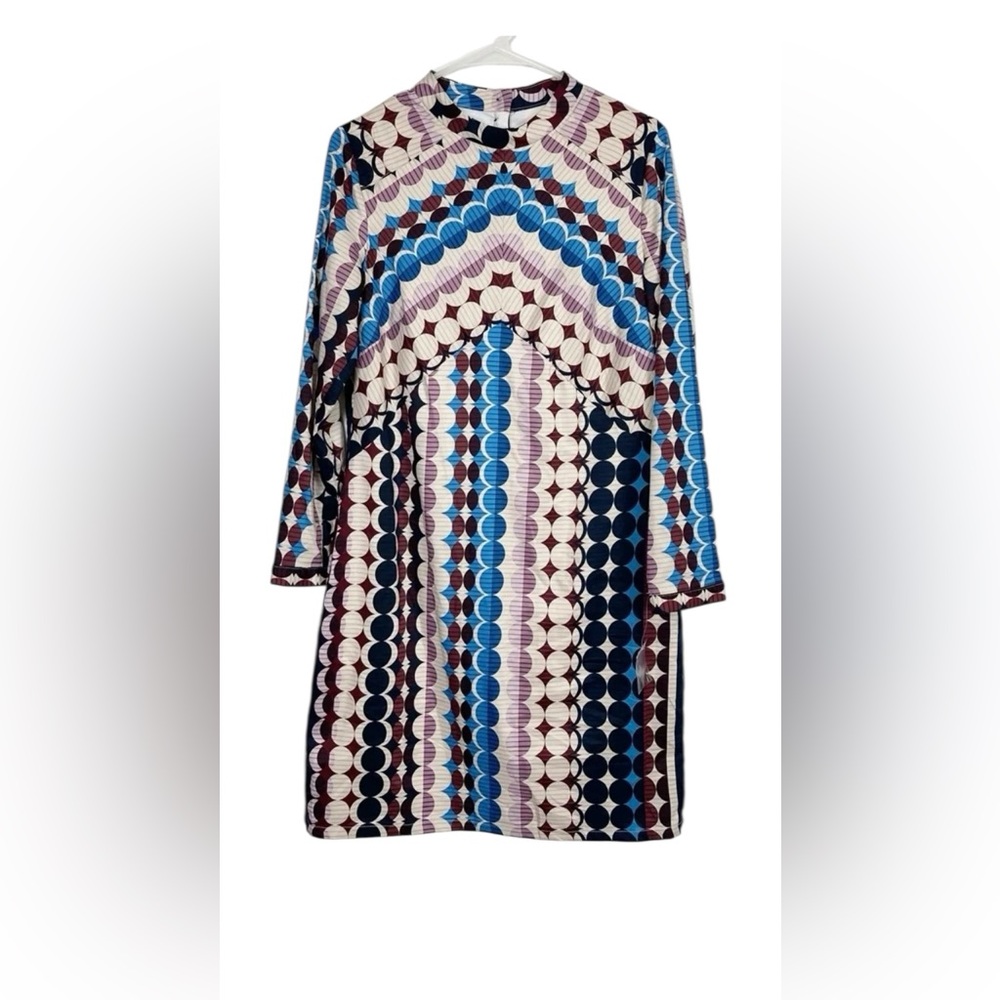 NEW Donna Morgan Dress Womens Size 10 Multicolor Geometric Pattern Long Sleeve